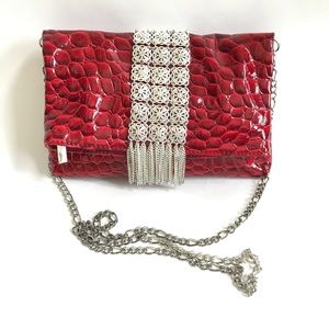 White House Black Market Red and Silver Handbag